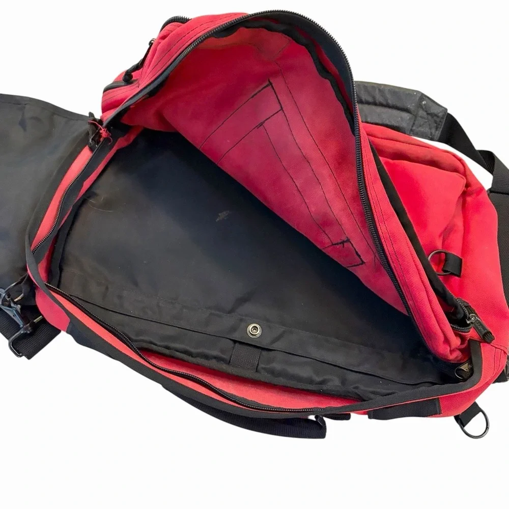 L.L. Bean Convertible Backpack Messenger Bag Laptop Case Red Gorpcore